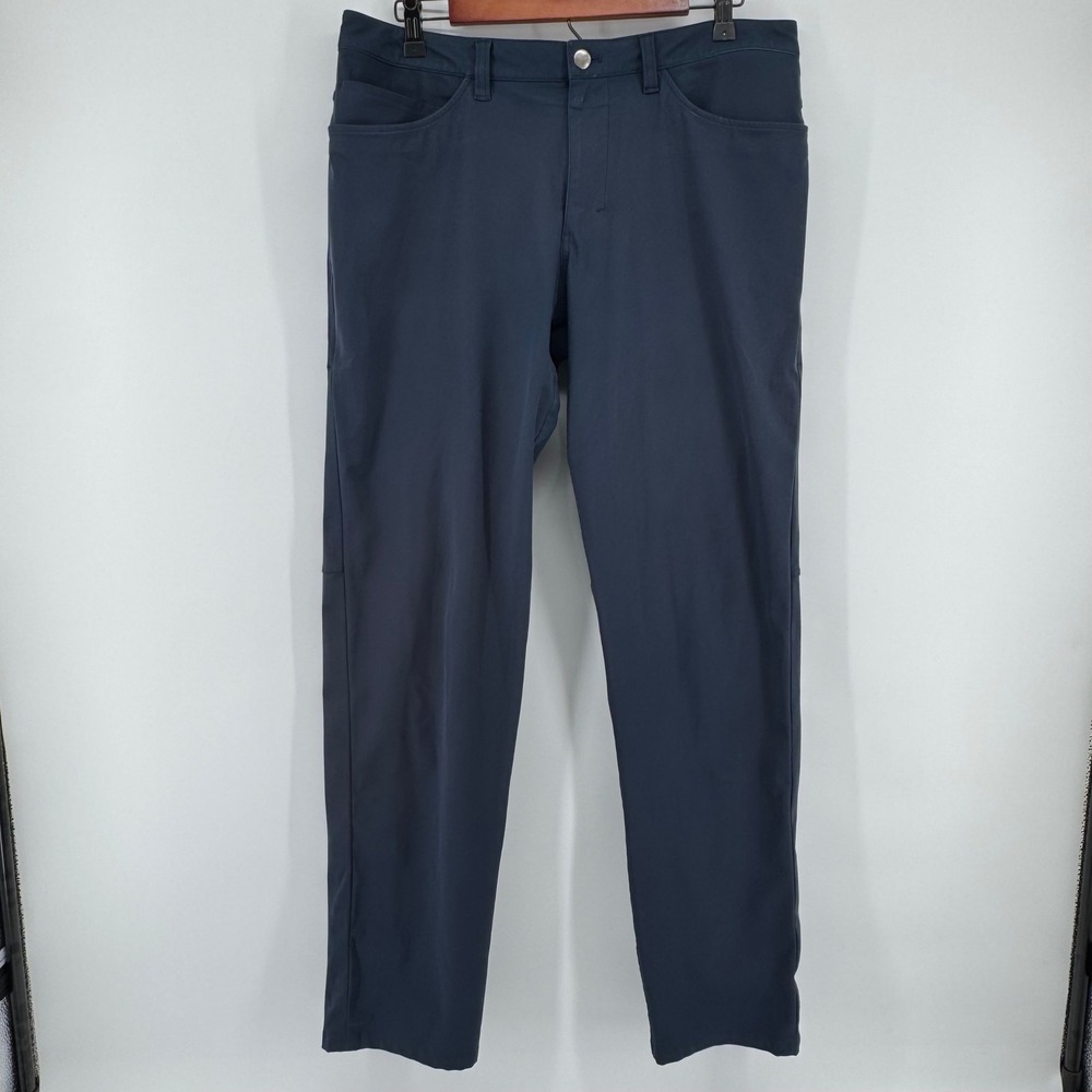 Lululemon ABC Pant Men 34x33 Navy Blue Slim Straight 5-Pocket Warpstreme